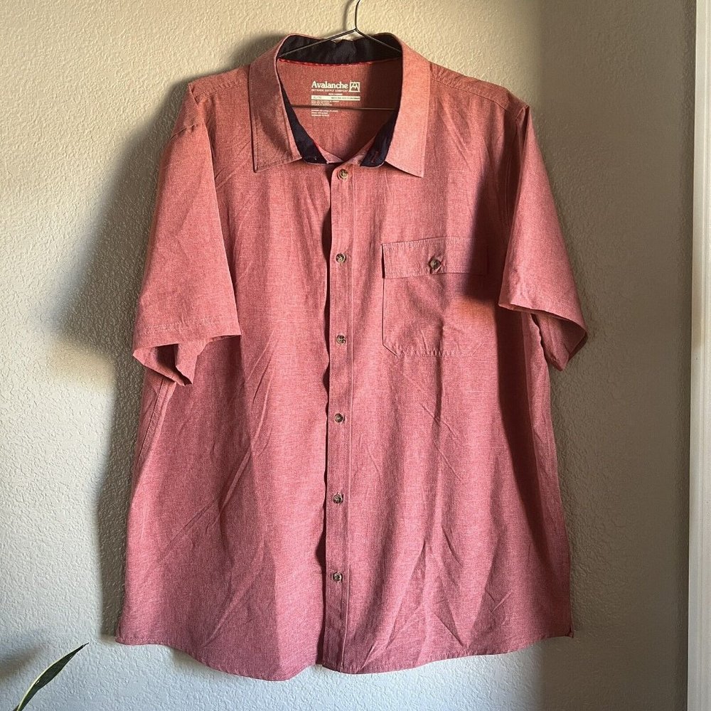 Men’s Avalanche Button Up Hiking Outdoor Shirt Red Size XL